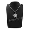 316L Stainless Steel King TUT Symbol Bliged Out Pendant w/ 4mm Miami Cuba Chain - Raonhazae