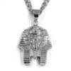 316L Stainless Steel King TUT Symbol Bliged Out Pendant w/ 4mm Miami Cuba Chain - Raonhazae