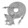 316L Stainless Steel Shark Predator Iced Pendant w/ 4mm Miami Cuban Chain - Raonhazae