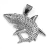 316L Stainless Steel Shark Predator Iced Pendant w/ 4mm Miami Cuban Chain - Raonhazae