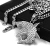 316L Stainless Steel Shark Predator Iced Pendant w/ 4mm Miami Cuban Chain - Raonhazae