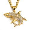 316L Stainless Steel Shark Predator Iced Pendant w/ 4mm Miami Cuban Chain - Raonhazae