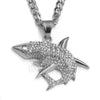 316L Stainless Steel Shark Predator Iced Pendant w/ 4mm Miami Cuban Chain - Raonhazae