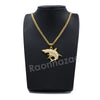 316L Stainless Steel Shark Predator Iced Pendant w/ 4mm Miami Cuban Chain - Raonhazae