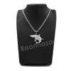 316L Stainless Steel Shark Predator Iced Pendant w/ 4mm Miami Cuban Chain - Raonhazae