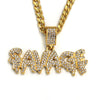 Raonhazae 316L Stainless Steel Dripped Bubble Savage Iced CZ Pendant w/ 4mm Miami Cuban Chain - Raonhazae