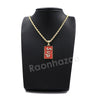 Hip Hop Ice Out Supreme Block Letter Streetwear Red Pendant w/ 4mm 24" Rope Chain - Raonhazae