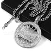 316L Stainless Steel Medallion Last Supper Christ Pendant w/4mm Miami Cuba Chain - Raonhazae