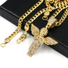 316L Stainless Steel Blinged Out Holy Praying Angels w/ 4mm Miami Cuba Chain - Raonhazae