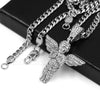 316L Stainless Steel Blinged Out Holy Praying Angels w/ 4mm Miami Cuba Chain - Raonhazae