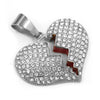 316L Stainless Steel Hip Hop Broken Heart Pendant w/ 4mm Cuban Necklace Set - Raonhazae