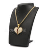 316L Stainless Steel Hip Hop Broken Heart Pendant w/ 4mm Cuban Necklace Set - Raonhazae