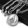 316L Stainless Freemason Grand Master Compass Pendant w/ 4mm Miami Cuba Chain - Raonhazae