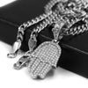 316L Stainless Hands of Hamsa Christian Symbol Pendant w/ 4mm Miami Cuba Chain - Raonhazae