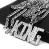 316L Stainless Blinged Out King Lettering Pendant w/ 4mm Miami Cuba Chain - Raonhazae