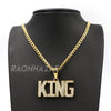 316L Stainless Blinged Out King Lettering Pendant w/ 4mm Miami Cuba Chain - Raonhazae