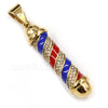 316L Stainless Blinged Out Barber Shop Chop Chop Pendant w 4mm Miami Cuban Chain - Raonhazae