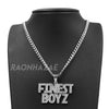 316L Stainless Blinged Out FINEST BOYZ in the Game Lettered Pendant w/ 4mm Miami Cuba Chain - Raonhazae