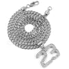 316L Stainless Blinged Out Number 23 Charm Pendant w/ 4mm Miami Cuban Chain - Raonhazae