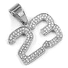 316L Stainless Blinged Out Number 23 Charm Pendant w/ 4mm Miami Cuban Chain - Raonhazae