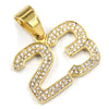 316L Stainless Blinged Out Number 23 Charm Pendant w/ 4mm Miami Cuban Chain - Raonhazae