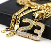 316L Stainless Blinged Out Number 23 Charm Pendant w/ 4mm Miami Cuban Chain - Raonhazae