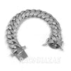 ICED CUBAN PREMIUM 14K Iced GOLD PLATED SIMULATED DIAMOND 14MM 9" BRACELET SILVER - Raonhazae