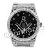 Hip Hop Freemason Silver Nugget Watch (Dark Face) - Raonhazae