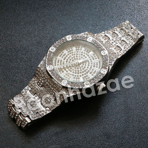 Hip Hop "Life is Good" Silver Techno Pave Wrist Watch - Raonhazae