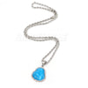 Stainless Steel Silver Smiling Chubby Buddha Pendant 4mm w/ Rope Chain (Blue Jade) - Raonhazae