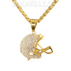 316L Solid Stainless Steel Hip Hop American Football Helmet Pendant w/ 5mm Miami Cuban Chain - Raonhazae