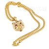 316L Solid Stainless Steel Hip Hop Drake Red Tiger Pendant w/ 5mm Miami Cuban Chain - Raonhazae