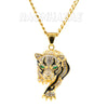 Solid Stainless Steel Hip Hop Drake Green Jaguar Pendant w/ 5mm Miami Cuban Chain - Raonhazae