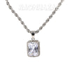 Solid Stainless Steel Hip Hop Silver Tesseract Pendant w/ 5mm Miami Cuban Chain - Raonhazae