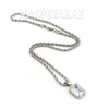 Solid Stainless Steel Hip Hop Silver Tesseract Pendant w/ 5mm Miami Cuban Chain - Raonhazae