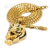 Solid Stainless Steel Hip Hop Drake Green Jaguar Pendant w/ 5mm Miami Cuban Chain - Raonhazae