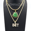 Iced Gold / Silver Buddha Pendant w/ 5mm Franco Chain / BET Pendant w/ 4mm Rope Chain Set - Raonhazae