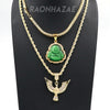 Iced Gold / Silver Buddha Pendant w/ 5mm Franco Chain / EGYPTIAN IBIS Pendant w/ 4mm Rope Chain Set - Raonhazae