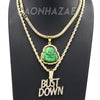 Iced Gold / Silver Buddha Pendant w/ 5mm Franco Chain / BUST DOWN Pendant w/ 4mm Rope Chain Set - Raonhazae