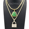 Iced Buddha Pendant w/ 5mm Franco Chain / LOCKSMITH Pendant w/ 4mm Rope Chain Set G - Raonhazae