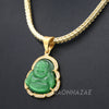 Iced Gold / Silver Buddha Pendant w/ 5mm Franco Chain / MONEY MOVES Pendant w/ 4mm Rope Chain Set - Raonhazae