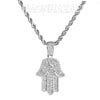 Iced Gold / Silver Buddha Pendant w/ 5mm Franco Chain / Hands of Hamsa w/ 4mm Rope Chain Set - Raonhazae