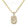 Iced Gold / Silver Buddha Pendant w/ 5mm Franco Chain / BOB CAT Pendant w/ 4mm Rope Chain Set - Raonhazae