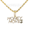 Iced Gold / Silver Buddha Pendant w/ 5mm Franco Chain / MONEY MOVES Pendant w/ 4mm Rope Chain Set - Raonhazae