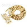 Iced Gold / Silver Buddha Pendant w/ 5mm Franco Chain / JUICE Pendant w/ 4mm Rope Chain Set - Raonhazae