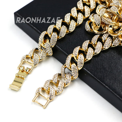 Hip Hop Fully Iced Mens 18mm Heavy Miami Cuban Chain (Multiple Sizes 9" - 36") - Raonhazae