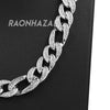 Hip Hop Fully Iced Mens 12mm Heavy Figaro Chain (Multiple Sizes 9"-36") Silver - Raonhazae