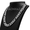 Hip Hop Fully Iced Mens 12mm Heavy Figaro Chain (Multiple Sizes 9"-36") Silver - Raonhazae