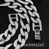 Hip Hop Fully Iced Mens 12mm Heavy Figaro Chain (Multiple Sizes 9"-36") Silver - Raonhazae