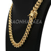 18K Yellow Gold CUBAN Miami Chain Link MicroPave Lab Diamond Necklace - Raonhazae